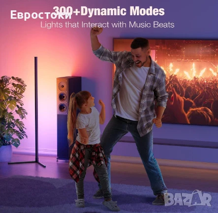 BEDEE LED RGB подова лампа, ъглова смарт лампа, 16 милиона цвята, музикална синхронизация, снимка 7 - Лампиони - 50747121
