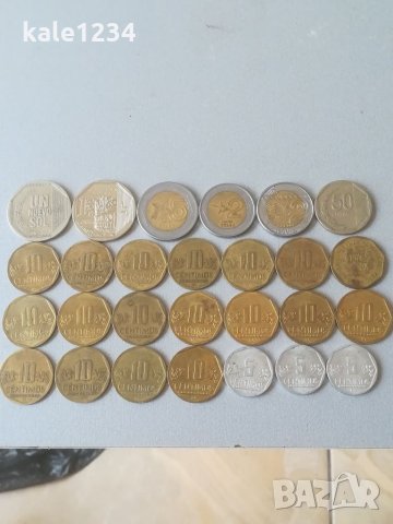 Монети Перу. Peru. Колекция монети. Лот. Монета. Centimos. UN Nuevo sol. Soles. 