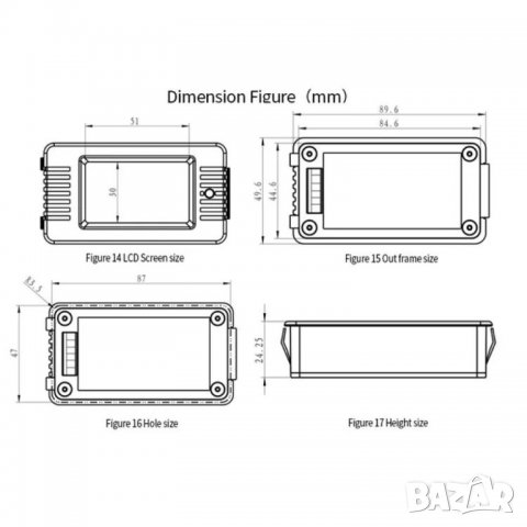 Волтметър Peacefair PZEM-015 / DC 0-200V 200A, снимка 6 - Друга електроника - 40123198