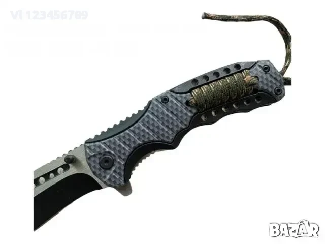 Сгъваем автоматичен нож Paramilitary-карбонов принт+паракорд, снимка 3 - Ножове - 52289261