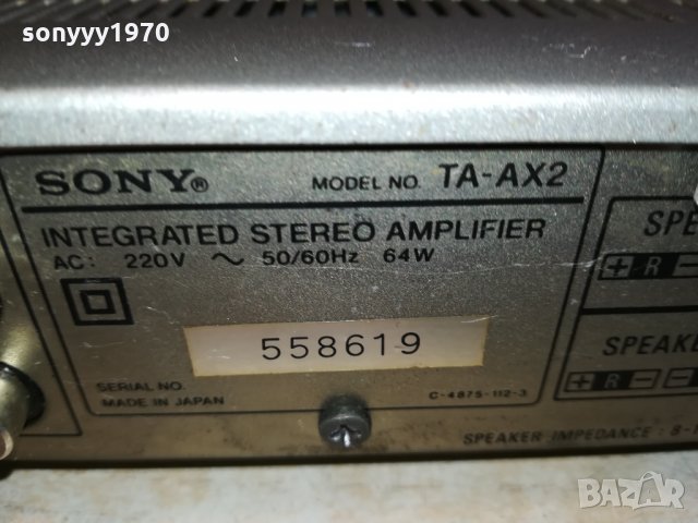 sony ta-ax2 stereo amplifier made in japan 1802221931, снимка 11 - Ресийвъри, усилватели, смесителни пултове - 35838701