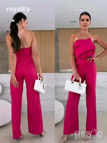 Дамски елегантен цикламов гащеризон