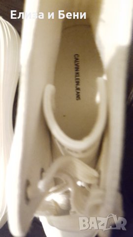 Високи кожени бели кецове сникърси Calvin Klein Jeans оригинал, снимка 6 - Кецове - 35765742