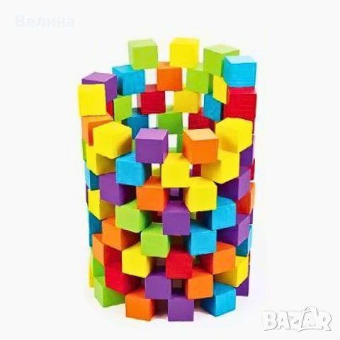 Дървена играчка 100 кубчета образователни игри Монтесори, снимка 3 - Образователни игри - 50973485