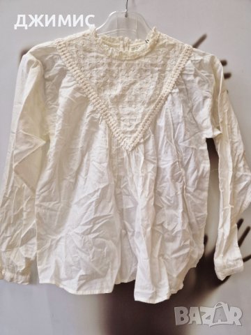 Зара, красива детска риза с дантела, размер 140 см(10г,), снимка 1 - Детски Блузи и туники - 40373130