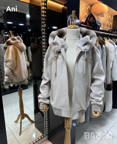 Палто от кашмир с естествен косъм, снимка 13 - Палта, манта - 53839414