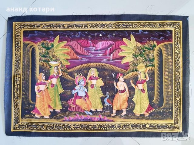 Индийски ръчно рисувани картини върху плат, снимка 2 - Картини - 35815487