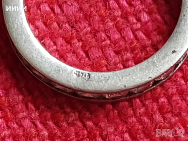 Сребърен пръстен халка с камъни , снимка 4 - Пръстени - 53719402