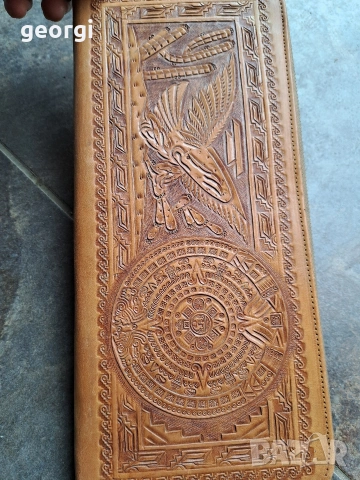 кожена чанта портмоне от естествена кожа с ацтекски мотиви 33/1, снимка 2 - Портфейли, портмонета - 53393820