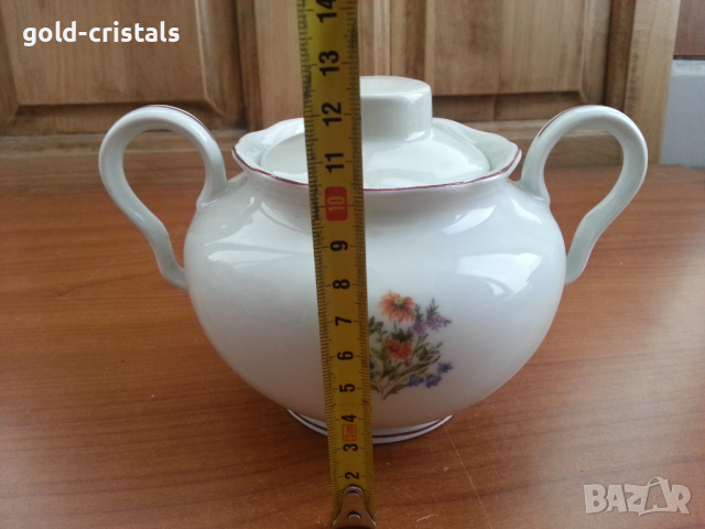 Стар български порцелан захарница, снимка 4 - Антикварни и старинни предмети - 36250271