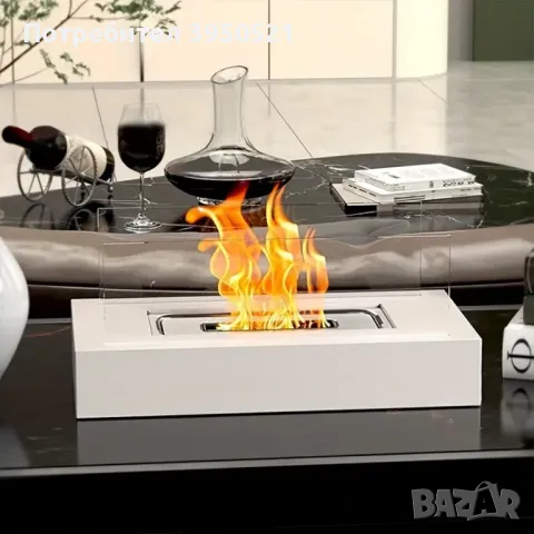 Преносима настолна Биокамина с биоетанол от стомана, 35 x 18 x 14 см, био Камина, снимка 2 - Камини - 48743062