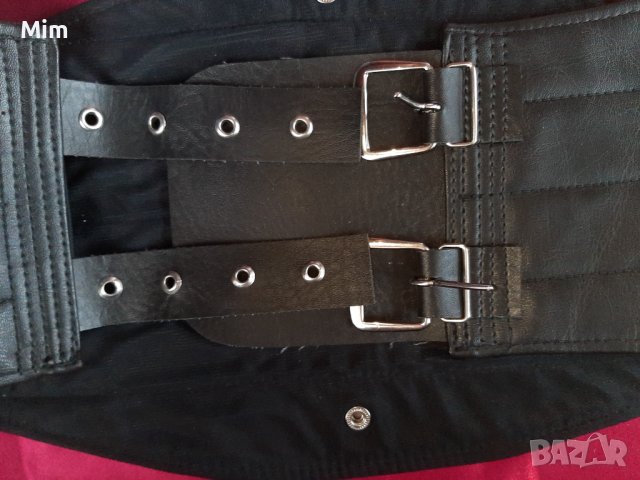 Черен кожен широк колан с капси , снимка 6 - Колани - 38945737
