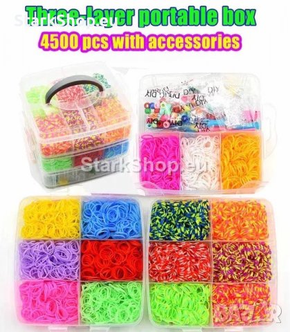 Кутия с ластици за гривни и плетене 4500 части, снимка 4 - Други - 39972825