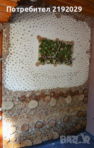 ДЕКОРАТИВНА СТЕНА  с дървени орнаменти и скандинавски мъх, снимка 3 - Други - 51512112
