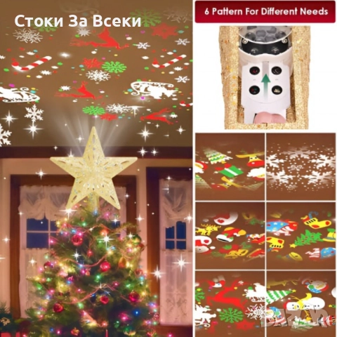 3D Елхов прожектор със 6 визии - Звезден ефект 2025 на части, снимка 3 - Декорация за дома - 52676154