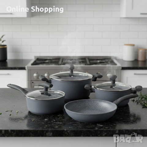 Комплект от 7 части тенджери и тиган Michelino , снимка 2 - Съдове за готвене - 53235159