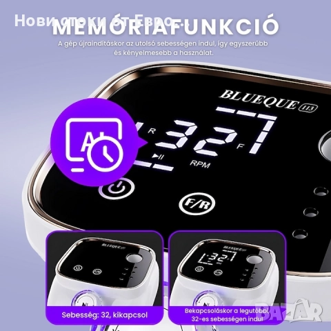 Професионална преносима електрическа пила за нокти 45000 оборота в минута с дигитален дисплей, бяла, снимка 5 - Други - 52319095