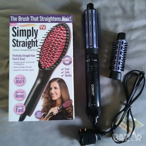 Четка за изправяне и изсушаване с LCD дисплей и 3D керамични цилиндри