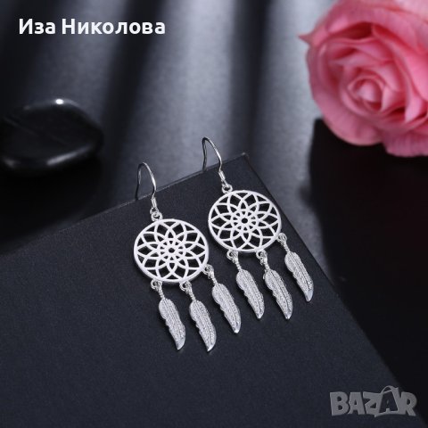 Сребърни обеци Ловецът на сънища, снимка 5 - Обеци - 41637579