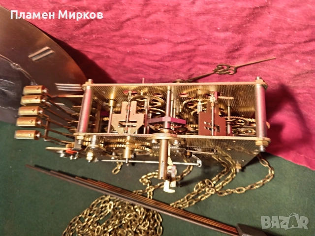 Механизъм от германски стенен уестминстърски часовник, снимка 7 - Антикварни и старинни предмети - 52591929