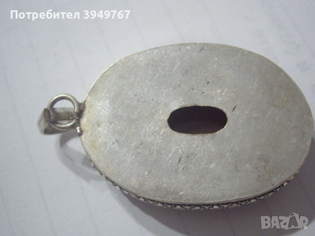 Голяма висулка с голям корнеолв среброза колие., снимка 3 - Колиета, медальони, синджири - 53526425