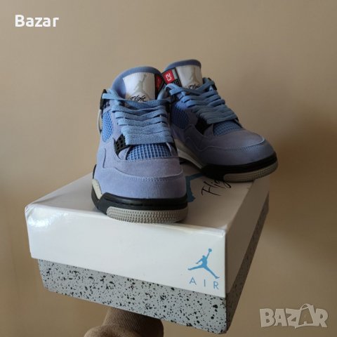 Нови Мъжки Обувки Nike Air Jordan Retro 4 UNC University Blue Сини Кецове Маратонки Размер 43, снимка 9 - Други - 39632515