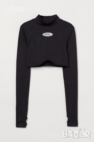 Скъсена блуза с дълги ръкави, снимка 1