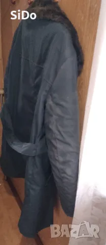 HOBA Синя шуба с кожа отвътре размер 52, снимка 7 - Други - 49893318