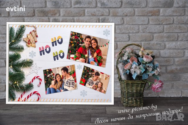 Коледен колаж със снимки в рамка
