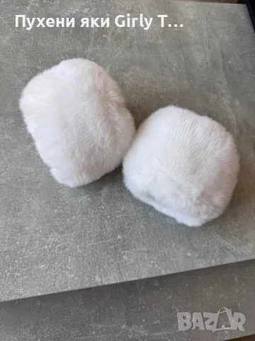 Бели Маншети Пухени Еко косъм Изкуствен с пух, снимка 3 - Шапки - 48855398