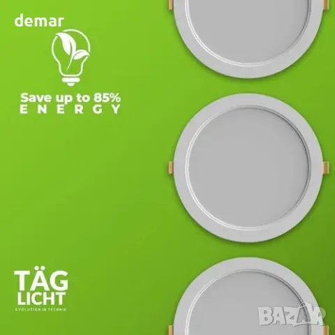 LED вграден панел за таван Ø145 мм, pack 6, 12W, IP54, CCT, снимка 6 - Лампи за таван - 55871347