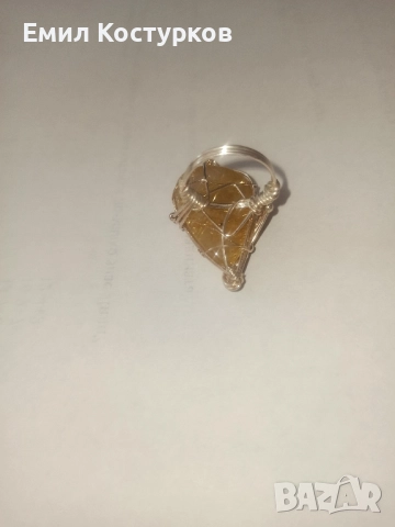 Продавам сребърен пръстен/999 проба/ с камък Рутилов кварц - авторска изработка, снимка 4 - Пръстени - 51442595