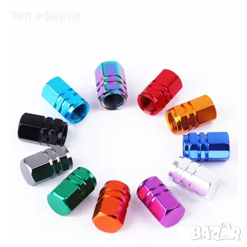 Капачета за вентил 4 бр/к-т 1062 - Зелено, хамелеон, кафяво, синьо, хром, черно, червено, жълто