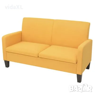 vidaXL Двуместен диван, 135х65х76 см, жълт（SKU:244710, снимка 1 - Дивани и мека мебел - 47811731