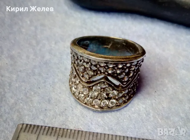ФЕШЪН СКЪПОЦЕНЕН СРЕБЪРЕН ПРЪСТЕН МАТИРАНО СРЕБРО 925 ИНКРУСТИРАН с ИСКРЯЩИ ФАСЕТИРАНИ ЦИРКОНИ 25217