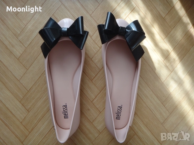 Melissa Пастелнорозови гумени пантофки с панделка 37 номер (силиконови балеринки)