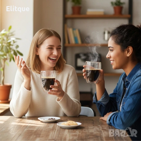 Комплект 2 термоустойчиви чаши от боросиликатно стъкло – 250 мл, двойно дъно, снимка 4 - Чаши - 53245407