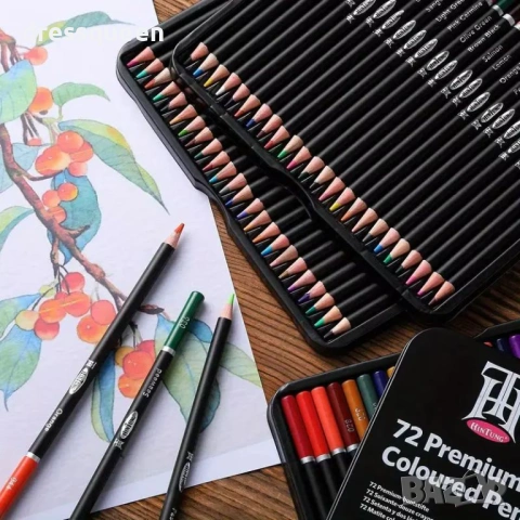 4823 Професионален комплект арт моливи за скициране – 72 прецизни цвята в луксозна метална кутия, снимка 4 - Ученически пособия, канцеларски материали - 53727514