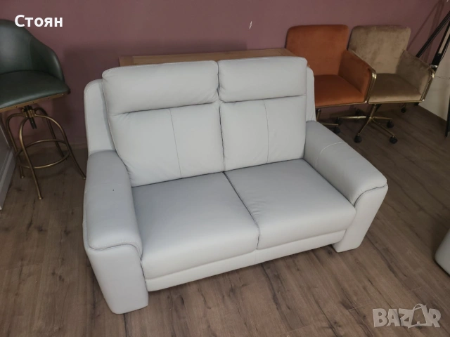 Италиански сив кожен комплект дивани тройка и двойка с ел. релакс, снимка 4 - Дивани и мека мебел - 53730432