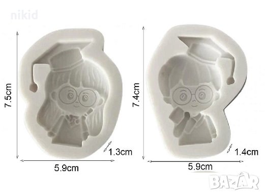 Момиче Момче Абитуриент бал завършване силиконов молд форма фондан гипс декор украса, снимка 2 - Форми - 41359764