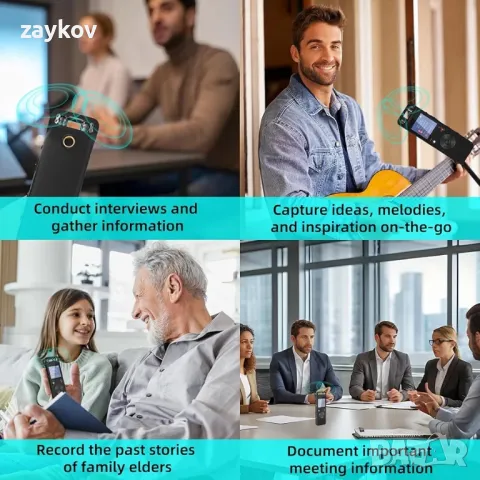 80G цифров диктофон със 720° съраунд микрофон Диктофон 3072 Kbps HD, снимка 3 - Друга електроника - 48423458