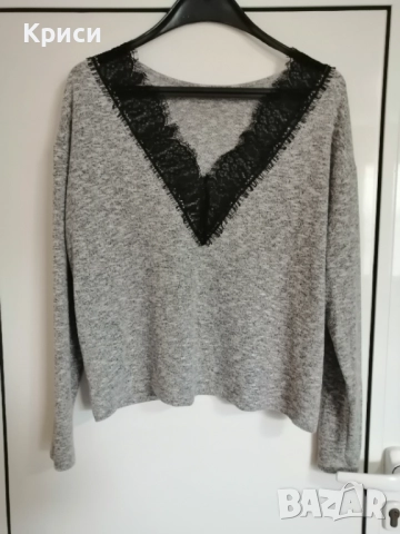 Зимен Кроптоп с дантела, снимка 2 - Блузи с дълъг ръкав и пуловери - 52696536