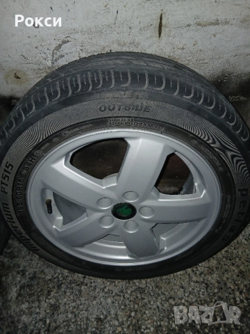 Лети джанти с гуми 15цола 5×100 57.1 шкода оем нови, снимка 7 - Гуми и джанти - 51922957