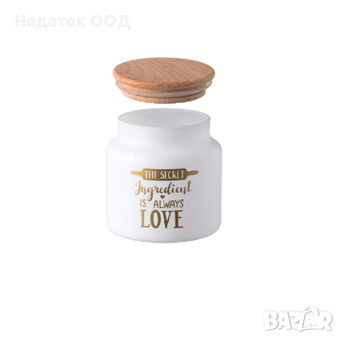 Стъклен буркан, бял мат, 635мл