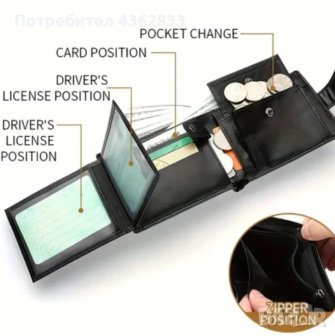 Стилен мъжки портфейл , снимка 3 - Портфейли, портмонета - 49821272