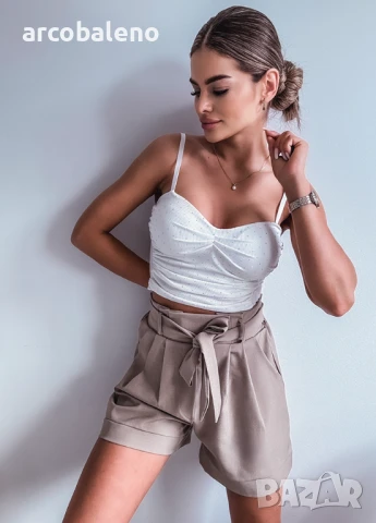 Дамски елегантни къси панталони с висока талия SCARLET, снимка 8 - Къси панталони и бермуди - 50750932