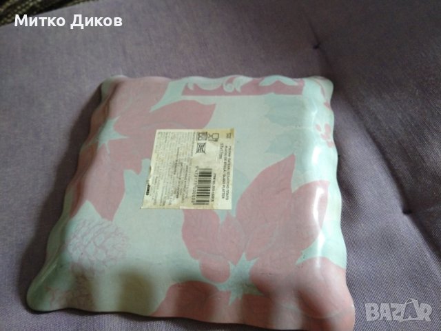 Стъклено плато красиво цветя-165х165мм гръцко, снимка 3 - Аксесоари за кухня - 41424643