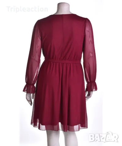 BodyFlirt XXL рокля с прехлупване и ръкави от тюл, червена, снимка 2 - Рокли - 50209683