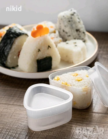 различни форми пластмасови форми кутии за суши хапки ориз Онигири форма, снимка 8 - Форми - 44901192
