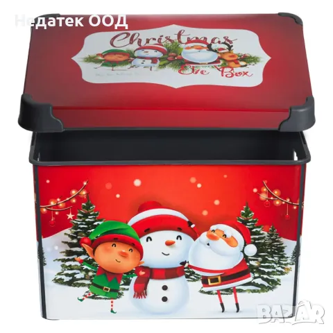 Коледна кутия за съхранение, Дядо Коледа, Червен, 20л, снимка 2 - Декорация за дома - 48224396